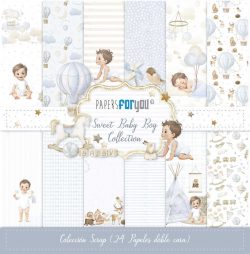 PFY-14456 - Colección 24 Papeles Scrap doble cara 180gr 8"x 8" (Sweet Baby Boy)- pack 3 ud.