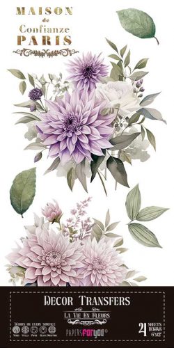 PFY-14769 - Decorative Transfers 15x30cm 6"x 12" 4 Hojas (Dahlias)- pack 2 ud.