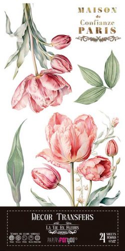 PFY-14774 - Decorative Transfers 15x30cm 6"x 12" 4 Hojas (Tulips)- pack 2 ud.