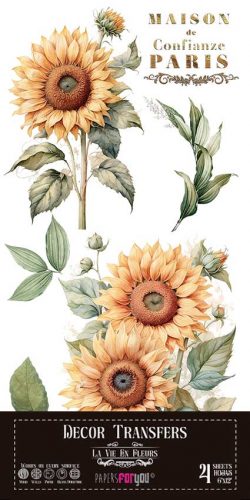 PFY-14775 - Decorative Transfers 15x30cm 6"x 12" 4 Hojas (Sunflowers)- pack 2 ud.