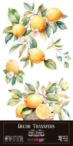 PFY-14776 - Decorative Transfers 15x30cm 6"x 12" 4 Hojas (Lemon)- pack 2 ud.