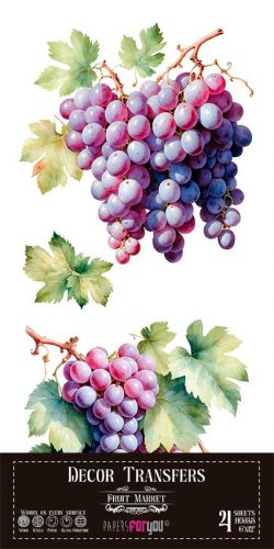 PFY-14777 - Decorative Transfers 15x30cm 6"x 12" 4 Hojas (Grapes)- pack 2 ud.