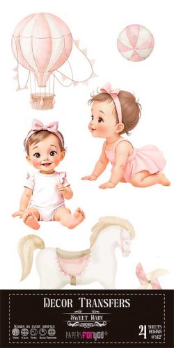 PFY-14781 - Decorative Transfers 15x30cm 6"x 12" 4 Hojas (Sweet Baby Girl)- pack 2 ud.