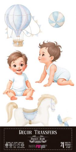 PFY-14782 - Decorative Transfers 15x30cm 6"x 12" 4 Hojas (Sweet Baby Boy)- pack 2 ud.
