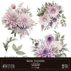 PFY-14788 - Decorative Transfers 30x30cm 12"x 12" 2 Hojas (Dahlias)- pack 2 ud.