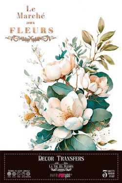 PFY-14802 - Decorative Transfers 20x30cm 8"x 12" 3 Hojas  (Magnolias)- pack 2 ud.