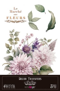 PFY-14807 - Decorative Transfers 20x30cm 8"x 12" 3 Hojas  (Dahlias)- pack 2 ud.