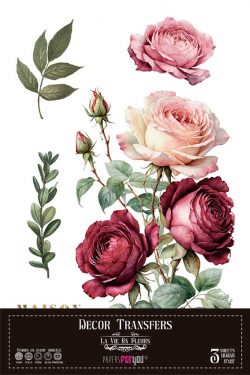 PFY-14809 - Decorative Transfers 20x30cm 8"x 12" 3 Hojas  (Rosé)- pack 2 ud.