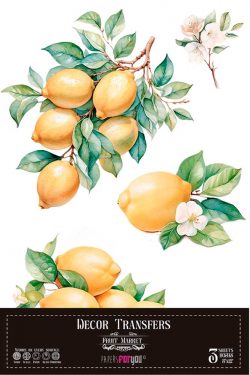 PFY-14814 - Decorative Transfers 20x30cm 8"x 12" 3 Hojas  (Lemon)- pack 2 ud.