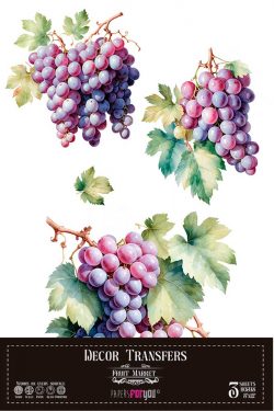 PFY-14815 - Decorative Transfers 20x30cm 8"x 12" 3 Hojas  (Grapes)- pack 2 ud.