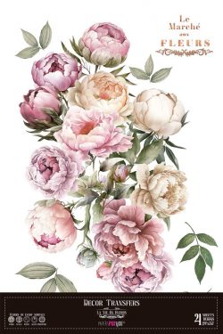 PFY-14823 - Decor Transfers 60x90cm 24"x 35" 4 Hojas  (Peonies)- pack 2 ud.