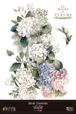 PFY-14824 - Decor Transfers 60x90cm 24"x 35" 4 Hojas  (Hydrangeas)- pack 2 ud.