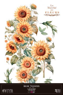 PFY-14832 - Decor Transfers 60x90cm 24"x 35" 4 Hojas  (Sunflowers)- pack 2 ud.