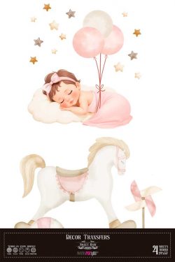 PFY-14837 - Decor Transfers 60x90cm 24"x 35" 4 Hojas  (Sweet Baby Girl)- pack 2 ud.