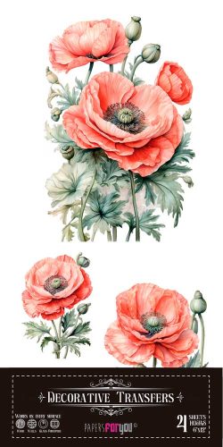 PFY-14617 - Decorative Transfers 15x30cm 6″x 12″ 4 Hojas (Poppy ) - pack 2 ud.