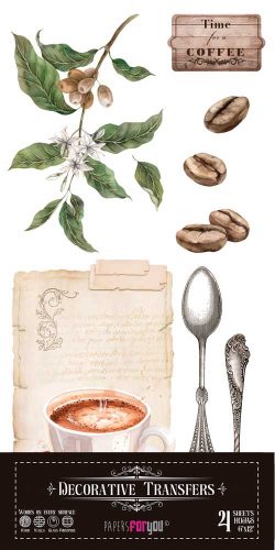 PFY-14618 - Decorative Transfers 15x30cm 6″x 12″ 4 Hojas (Coffee) - pack 2 ud.