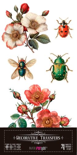 PFY-14622 - Decorative Transfers 15x30cm 6″x 12″ 4 Hojas (Bugs) - pack 2 ud.