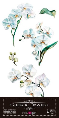 PFY-14624 - Decorative Transfers 15x30cm 6″x 12″ 4 Hojas (White Orchid) - pack 2 ud.