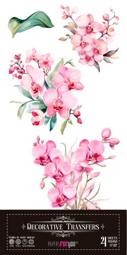 PFY-14625 - Decorative Transfers 15x30cm 6″x 12″ 4 Hojas (Pink Orchid) - pack 2 ud.