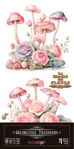 PFY-14627 - Decorative Transfers 15x30cm 6″x 12″ 4 Hojas (Blushrooms) - pack 2 ud.