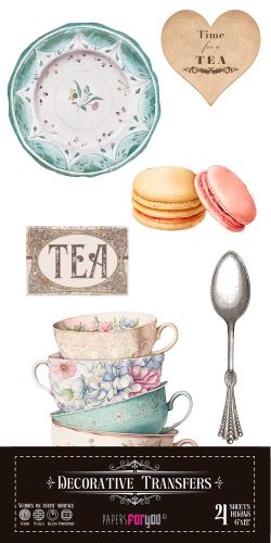 PFY-14628 - Decorative Transfers 15x30cm 6″x 12″ 4 Hojas (Tea) - pack 2 ud.