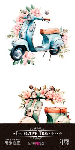 PFY-14629 - Decorative Transfers 15x30cm 6″x 12″ 4 Hojas (Scooter) - pack 2 ud.