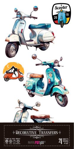 PFY-14631 - Decorative Transfers 15x30cm 6″x 12″ 4 Hojas (Scooter II) - pack 2 ud.