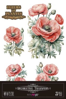 PFY-14632 - Decorative Transfers 20x30cm 8″x 12″ 3 Hojas (Poppy) - pack 2 ud.