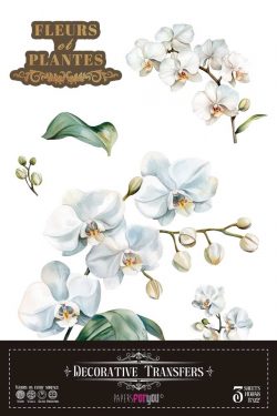 PFY-14638 - Decorative Transfers 20x30cm 8″x 12″ 3 Hojas (White Orchid) - pack 2 ud.