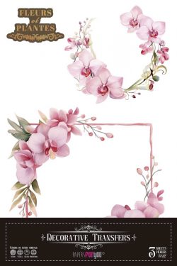 PFY-14639 - Decorative Transfers 20x30cm 8″x 12″ 3 Hojas (Pink Orchid) - pack 2 ud.