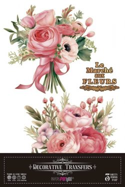 PFY-14641 - Decorative Transfers 20x30cm 8″x 12″ 3 Hojas (Pinky Roses) - pack 2 ud.