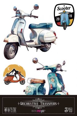 PFY-14645 - Decorative Transfers 20x30cm 8″x 12″ 3 Hojas (Scooter II) - pack 2 ud.