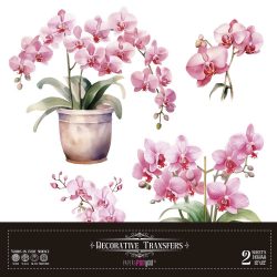 PFY-14654 - Decorative Transfers 30x30cm 12″x 12″ 2 Hojas (Pink Orchid) - pack 2 ud.