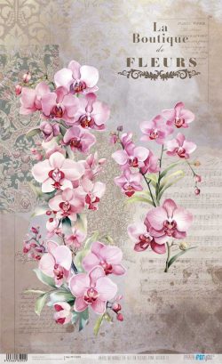 PFY-15092 - Papel Arroz 54x33 cm 25-30 gr. (La Vie En Fleurs Pink Orchid II) - pack 6 ud.