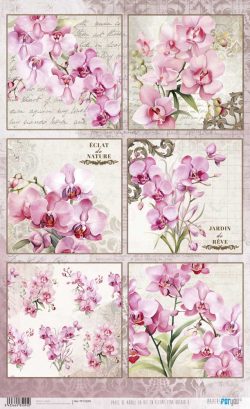 PFY-15095 - Papel Arroz 54x33 cm 25-30 gr. (La Vie En Fleurs Pink Orchid V) - pack 6 ud.