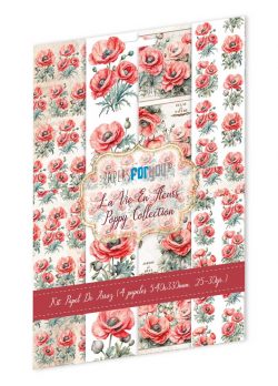 PFY-15111 - Colección de 4 Papeles Arroz 54x33 cm 25-30 gr. (La Vie En Fleurs Poppy) - pack 4 ud.