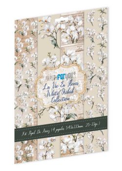 PFY-15112 - Colección de 4 Papeles Arroz 54x33 cm 25-30 gr. (La Vie En Fleurs White Orchid) - pack 4 ud.