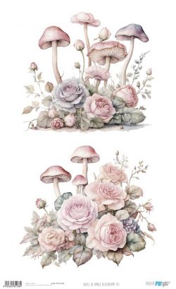 PFY-15138 - Papel Arroz 54x33 cm 25-30 gr. (Blushrooms VII) - pack 6 ud.