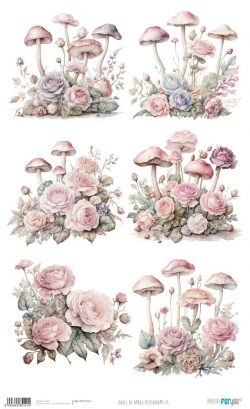 PFY-15141 - Papel Arroz 54x33 cm 25-30 gr. (Blushrooms IX) - pack 6 ud.