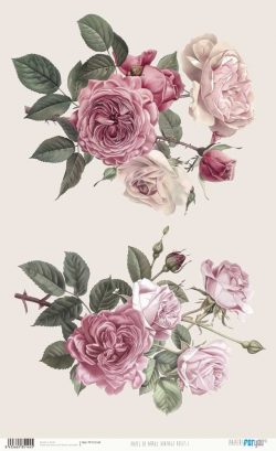 PFY-15144 - Papel Arroz 54x33 cm 25-30 gr. (Vintage Roses I) - pack 6 ud.