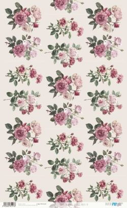 PFY-15147 - Papel Arroz 54x33 cm 25-30 gr. (Vintage Roses IV) - pack 6 ud.