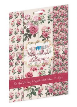 PFY-15151 - Colección de 4 Papeles Arroz 54x33 cm 25-30 gr. (Vintage Roses) - pack 4 ud.