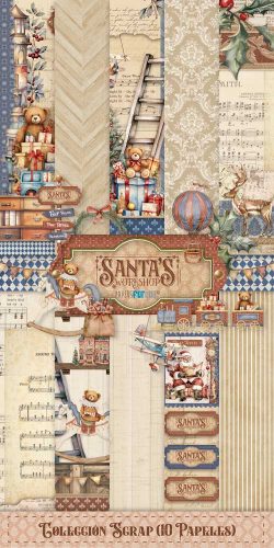PFY-15168 - Colección 10 Papeles Scrap Una cara 180gr 6"x12" (Santa's Workshop) - pack 4 ud.