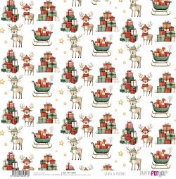 PFY-15391 - Papel Scrap doble cara 180gr 12x12  (Santa & Friends) - pack 12 ud.