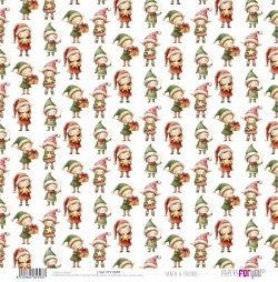 PFY-15393 - Papel Scrap doble cara 180gr 12x12  (Santa & Friends) - pack 12 ud.