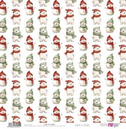 PFY-15395 - Papel Scrap doble cara 180gr 12x12  (Santa & Friends) - pack 12 ud.