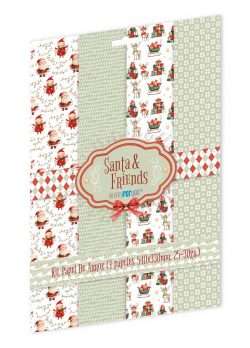 PFY-15442 - Colección de 4 Papeles Arroz 54x33 cm 25-30 gr. (Santa & Friends II) - pack 4 ud.