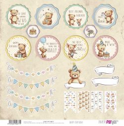 PFY-14677 - Papel Scrap doble cara 180gr 12x12 (Happy Birthday) - pack 12 ud.