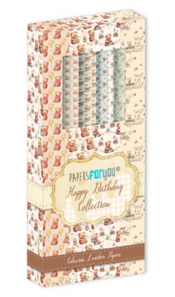 PFY-15228 - Kit Leather Paper 4 pzs 32,5x30 cm (Happy Birthday) - pack 4 ud.