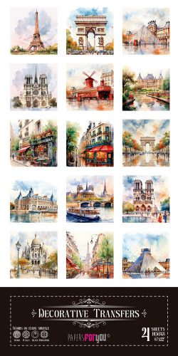 PFY-15527 - Decorative Transfers 15x30cm 6"x 12" 4 Hojas (Paris III Mini) - pack 2 ud.